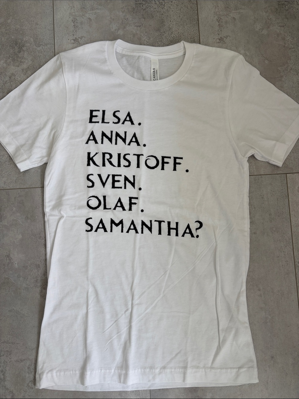 White Frozen Disney Elsa Anna Character Name Tee